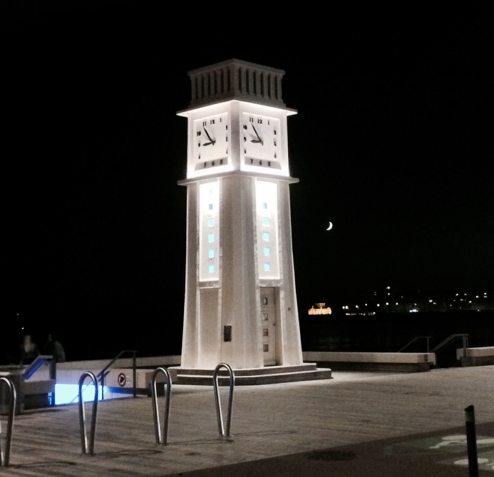 Beach clock with sliver moon 